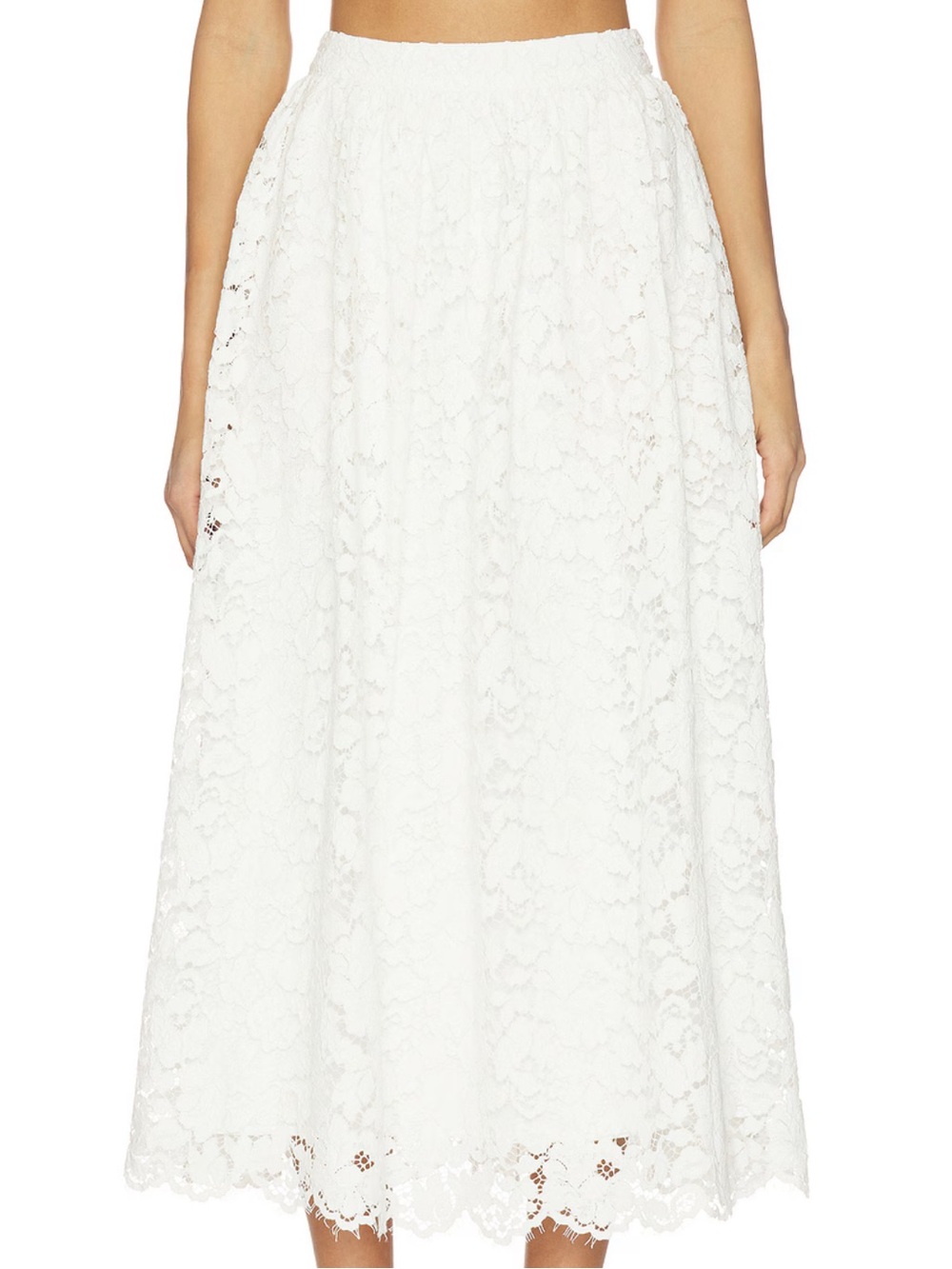 White Teagan Lace Midi Skirt